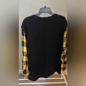 Black and Yellow Plaid Sleeve Tunic Sz XL